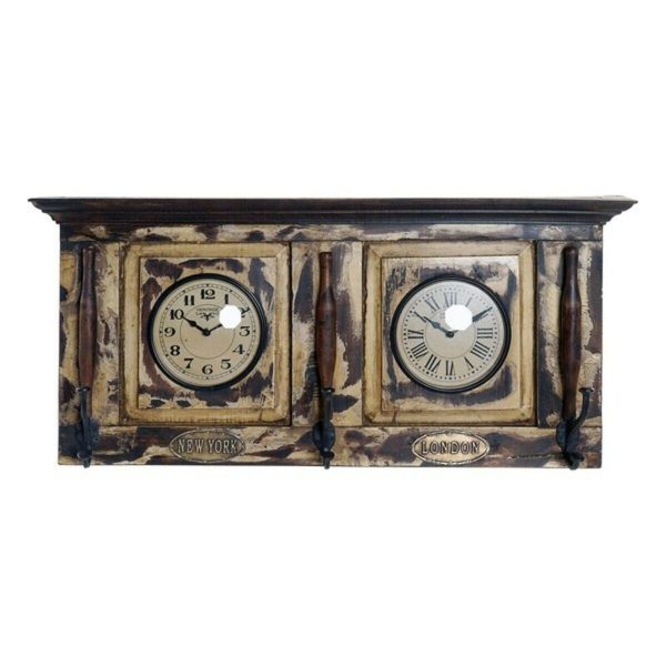 Wall Clock DKD Home Decor London Teak (81 x 15 x 37 cm) Sale